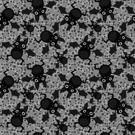 Cartoon seamless Halloween bats pattern for wrapping paper and fabrics and linens and kids accessories and festive packaging and animals print. high quality illustrationの写真素材