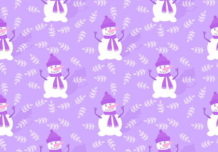 Cartoon snowman seamless Christmas pattern for new year accessories and wrapping paper and kids clothes print and festive and linens and gifts box packaging. high quality illustrationの写真素材