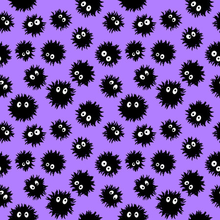 Cartoon monsters seamless kawaii fluffy aliens pattern for Halloween wrapping paper and fabrics and kids clothes print and festive accessories and packaging. high quality illustrationの写真素材