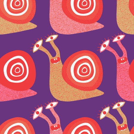 Cartoon animals seamless snails pattern for fabrics and wrapping paper and kids clothes print and festive packaging and kindergarten accessories. high quality illustrationの写真素材