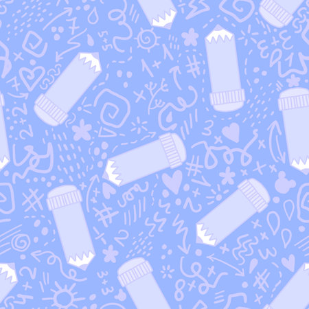 School pencil seamless blackboard doodle pattern for wrapping paper and fabrics and kids clothes print and festive packaging and notebooks and accessories. high quality illustrationの写真素材