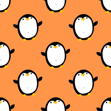 Winter animals seamless cartoon penguin pattern for wrapping paper and kids clothes print and Christmas packaging and fabrics and festive accessories. high quality illustrationの写真素材