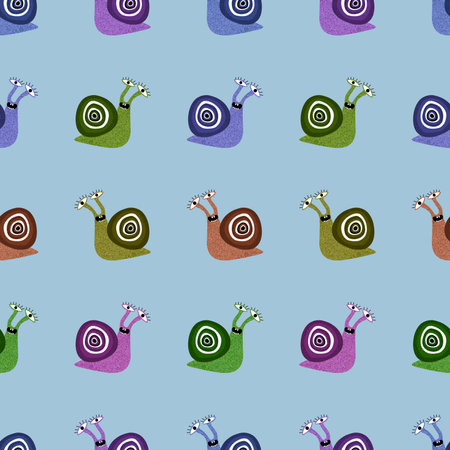 Cartoon animals seamless snails pattern for fabrics and wrapping paper and kids clothes print and festive packaging and kindergarten accessories. high quality illustrationの写真素材