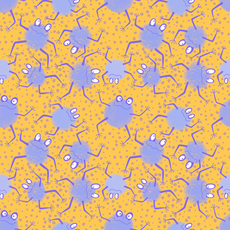 Cartoon animals seamless frogs pattern for wrapping paper and fabrics and kids clothes print and fashion textiles and summer accessories and festive packaging. high quality illustrationの写真素材