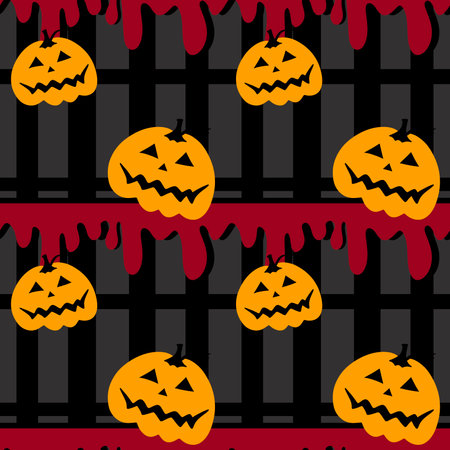 Cartoon Halloween pumpkins seamless pattern for wrapping paper and fabrics and kids clothes print and festive packaging and accessories. high quality illustrationの写真素材