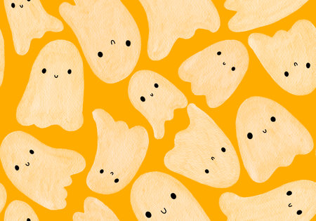 Halloween ghost seamless cartoon pattern for wrapping paper and fabrics and linens and kids clothes print and packaging and festive accessories. high quality illustrationの写真素材