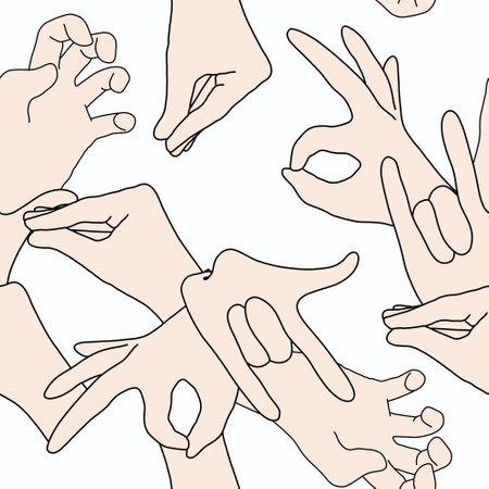 Line art seamless arms fingers pattern for wrapping paper and fabrics and fashion textiles and festive packaging and accessories. high quality illustrationの写真素材