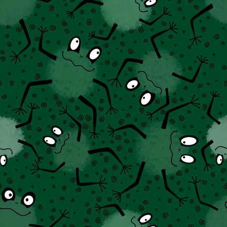 Cartoon animals seamless frogs pattern for wrapping paper and fabrics and kids clothes print and fashion textiles and summer accessories and festive packaging. high quality illustrationの写真素材