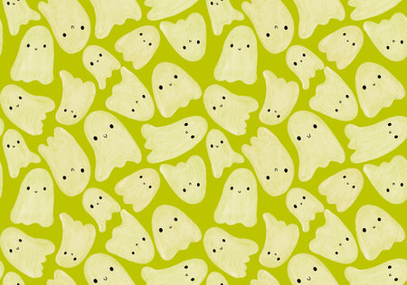 Halloween ghost seamless cartoon pattern for wrapping paper and fabrics and linens and kids clothes print and packaging and festive accessories. high quality illustrationの写真素材