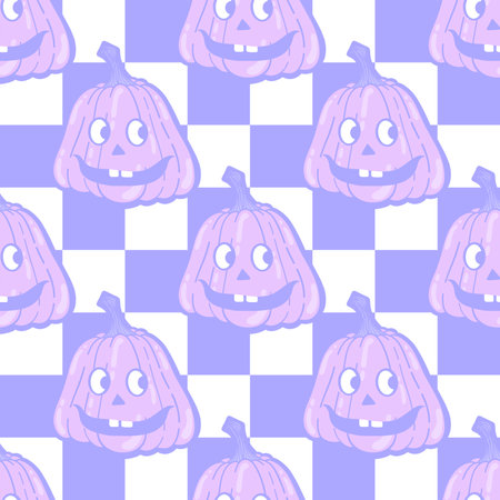 Retro Halloween cartoon pumpkins seamless pattern for wrapping paper and fabrics and linens and kids clothes print and festive packaging and autumn accessories. high quality illustrationの写真素材