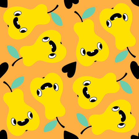 Cartoon retro fruit seamless pears pattern for wrapping paper and kids clothes print and festive...