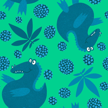 Cartoon summer animals seamless crocodile pattern for fabrics and wrapping paper and kids clothes print and festive packaging and child accessories. high quality illustrationの写真素材