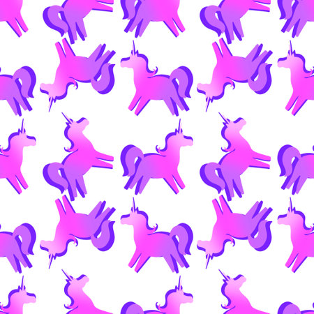 Cartoon magic animals seamless gradient unicorn pattern for wrapping paper and fabrics and lines and kids clothes print and festive packaging and birthday accessories. High quality illustrationの写真素材