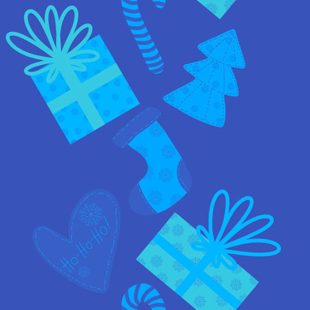 Christmas tree cartoon seamless gift and candy pattern for new year wrapping paper and fabrics and lines and kids print and packaging festive and winter accessories. High quality illustrationの写真素材