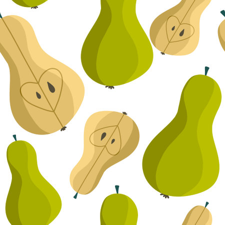 Cartoon fruit seamless pears pattern for wrapping paper and fabrics and lines and kids accessories and fabrics textiles and print and packaging. High quality illustrationの写真素材