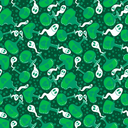 Halloween seamless witch poison bottle pattern for wrapping paper and fabrics and lines and kids clothes print and festive packaging and autumn accessories. High quality illustrationの写真素材