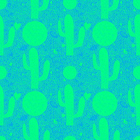 Abstract floral seamless cactus doodle pattern for wrapping paper and fabrics and lines and clothes print and summer accessories and festive packaging and textiles. High quality illustrationの写真素材