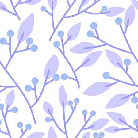 Floral seamless berries and leaves and branches pattern for wrapping paper and fabrics and lines and kids clothes print and fashion textiles and summer accessories. High quality illustrationの写真素材