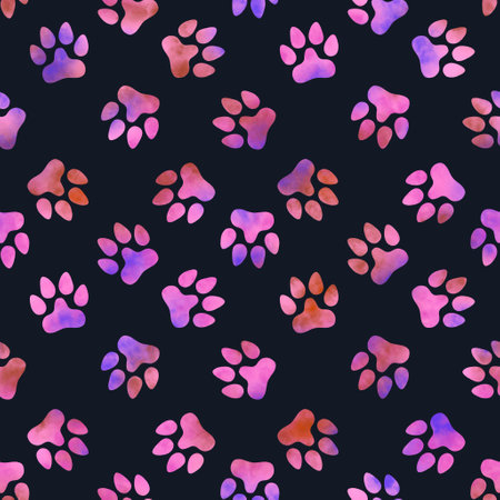 Animals footprints seamless cat and dogs pattern for wrapping paper and fabrics and lines and kids clothes print and packaging festive and zoo accessories. High quality illustrationの写真素材