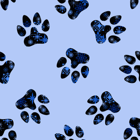 Animals footprints seamless cat and dogs pattern for wrapping paper and fabrics and lines and kids clothes print and packaging festive and zoo accessories. High quality illustrationの写真素材