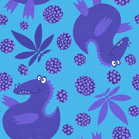 Cartoon summer animals seamless crocodile pattern for fabrics and wrapping paper and kids clothes print and festive packaging and child accessories. high quality illustrationの写真素材
