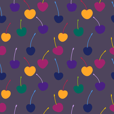 Abstract doodle fruit seamless cherry pattern for wrapping paper and fabrics and lines and kids...