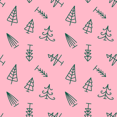 Christmas tree seamless pattern for wrapping paper and fabrics and lines and kids clothes print and festive packaging and new year accessories. High quality illustrationの写真素材