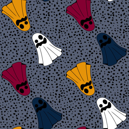 Halloween ghost seamless cartoon pattern for wrapping paper and fabrics and linens and kids clothes print and packaging and festive accessories. high quality illustrationの写真素材