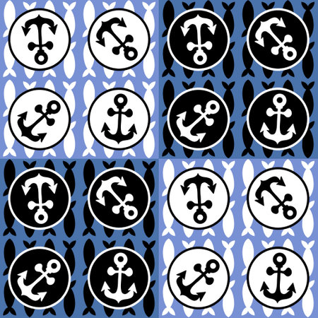 Anchors pattern for wrapping paper and lines and kids clothes print and vocational accessories and summer packaging. High quality illustrationの写真素材