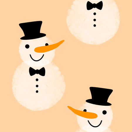 Cartoon winter ice seamless snowman and snowflakes pattern for wrapping paper and fabrics and lines and Christmas packaging and new year accessories. High quality illustrationの写真素材