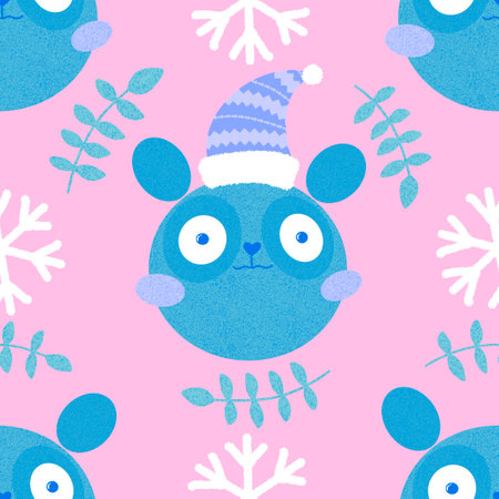 Christmas animals seamless bears panda pattern for wrapping paper and fabrics and lines and kids clothes print and winter accessories and new year packaging. High quality illustrationの写真素材