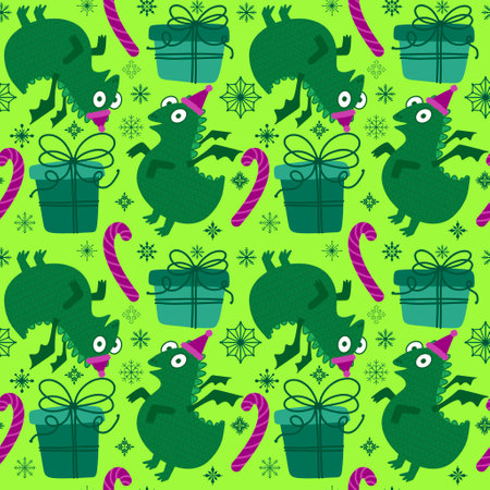 Cartoon animals seamless dragon pattern for wrapping paper and fabrics and lines and kids clothes print and dinosaur packaging and monsters accessories. High quality illustrationの写真素材