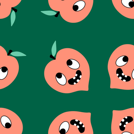 Summer fruit seamless peach pattern for wrapping paper and fabrics and lines and kids clothes print and festive packaging and vocational accessories. High quality illustrationの写真素材