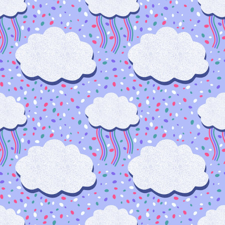 Cartoon retro clouds seamless weather pattern for wrapping paper and fabrics and lines and kids clothes print and summer accessories and festive packaging. High quality illustrationの写真素材