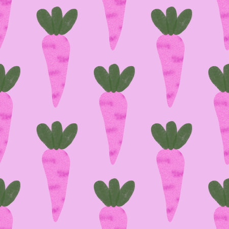 Cartoon watercolor harvest seamless carrot pattern for wrapping paper and fabrics and lines and kids...