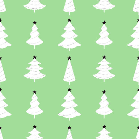 Cartoon retro seamless Christmas tree and balls pattern for wrapping paper and fabrics and lines and kids clothes print and new year packaging and festive accessories. High quality illustrationの写真素材