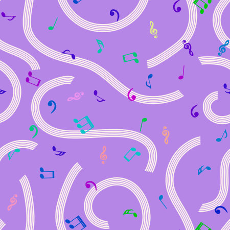 Music seamless notes pattern for wrapping paper and fabrics and lines and kids clothes print and festive packaging and party accessories. High quality illustrationの写真素材