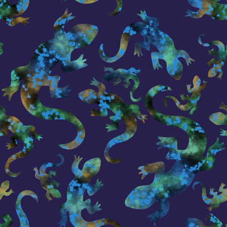Summer cartoon animals seamless lizard pattern for wrapping paper and fabrics and lines and kids clothes print and festive packaging and accessories and beach clothes. High quality illustrationの写真素材