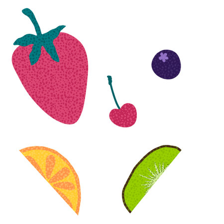 Summer fruit set berries pattern for wrapping paper and fabrics and lines and kids clothes print and festive packaging and fashion textiles and spring accessories. High quality illustrationの写真素材