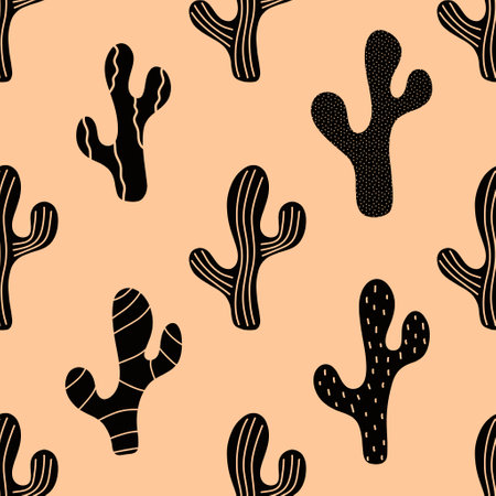 Summer floral seamless cactus pattern for fabrics and lines and wrapping paper and festive packaging...