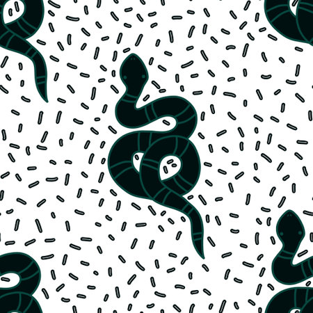 Cartoon animals seamless snakes pattern for wrapping paper and fabrics and kids clothes print and summer accessories and new year 2025 packaging and fabrics textiles. High quality illustrationの写真素材