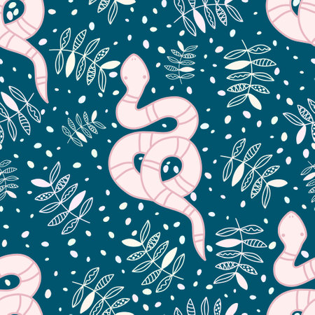 Cartoon animals seamless snakes pattern for wrapping paper and fabrics and kids clothes print and summer accessories and new year 2025 packaging and fabrics textiles. High quality illustrationの写真素材