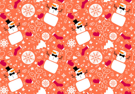 Christmas cartoon ice seamless snowman pattern for wrapping paper and fabrics and lines and kids accessories and party accessories and packaging festive. High quality illustrationの写真素材