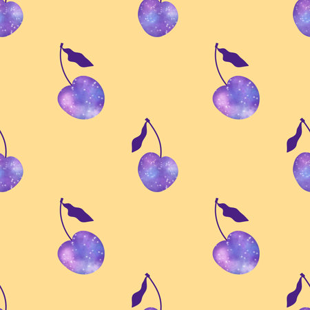 Abstract fruit seamless cherry with space pattern for fabrics and lines and wrapping paper and festive packaging and summer accessories and spring packaging. High quality illustrationの写真素材