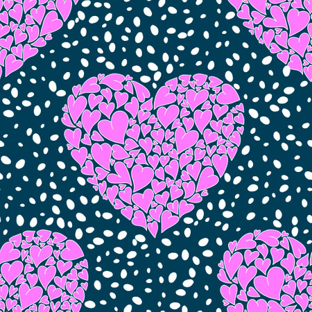 Valentines doodle hearts seamless love pattern for wrapping paper and fabrics and lines and kids...