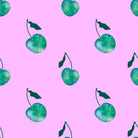 Abstract fruit seamless cherry with space pattern for fabrics and lines and wrapping paper and...