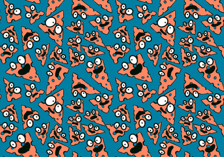 Cartoon retro cheese seamless pattern for wrapping paper and fabrics and lines and kids clothes print and festive packaging and kitchen accessories. High quality photoの写真素材