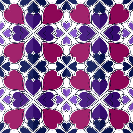 Valentines hearts seamless pattern for wrapping paper and fabrics and lines and kids clothes print and festive packaging and party accessories. High quality illustrationの写真素材