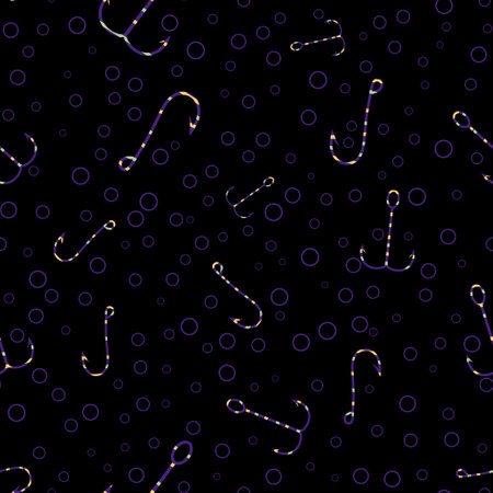Fisherman equipment seamless fishing steel hook pattern for wrapping paper and fabrics and lines and hobby accessories and sport packaging. High quality illustrationの写真素材