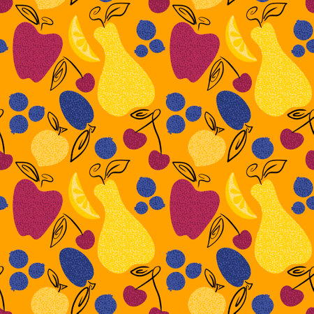 Abstract fruit seamless pattern for fabrics and lines and kids clothes print and festive packaging...